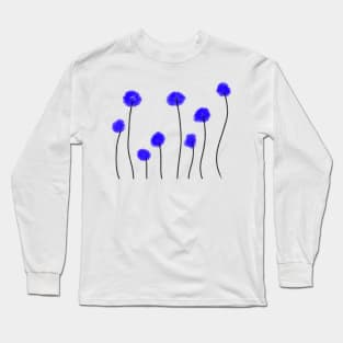 Blue watercolor floral art design Long Sleeve T-Shirt